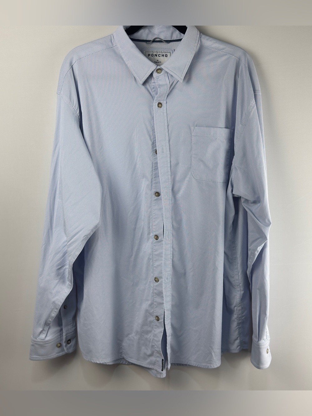 PONCHO Performance Blue plaid Men’s Long-Sleeve Shirt - regular fit Shirt XL
